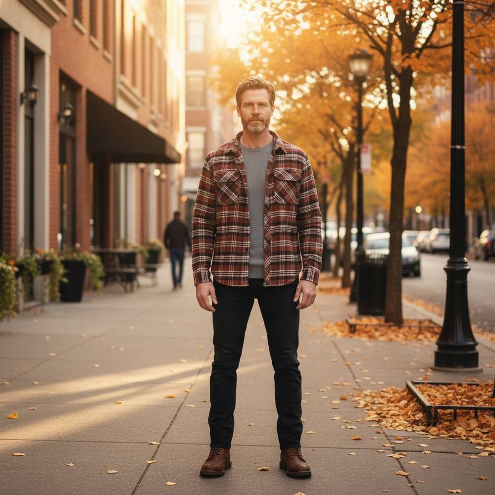 Men's Vintage Weatherproof Rust Brown Plaid Flannel Casual Button Down Shirt XL